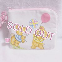 ポケットティッシュケース付きL字大　クマピンク