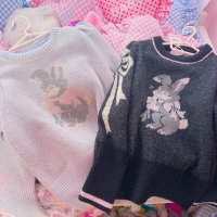 パフスリーブニット（ブルー）