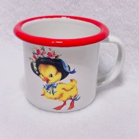 レトロアニマルホーローミニマグカップ　帽子ひよこ