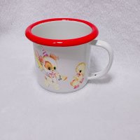 レトロアニマルホーローミニマグカップ　犬とひよこ