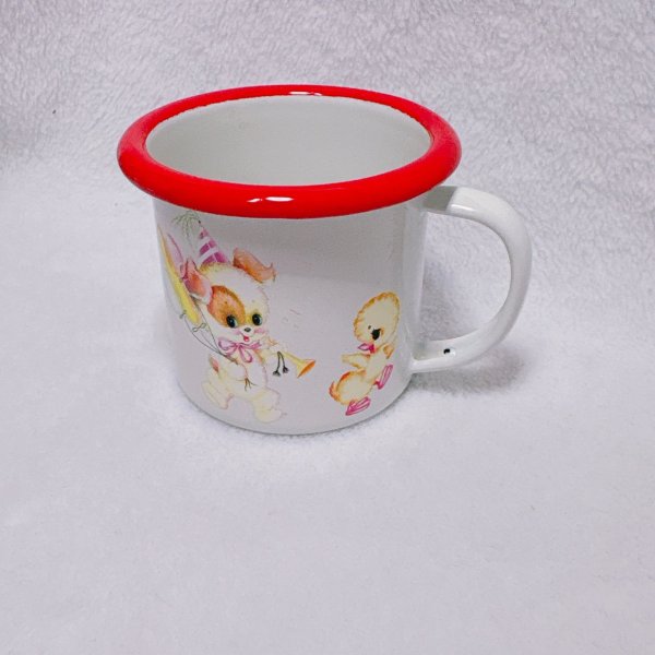 画像1: レトロアニマルホーローミニマグカップ　犬とひよこ