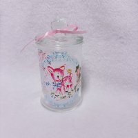 レトロアニマル　ガラスキャニスター　ピンクバンビ