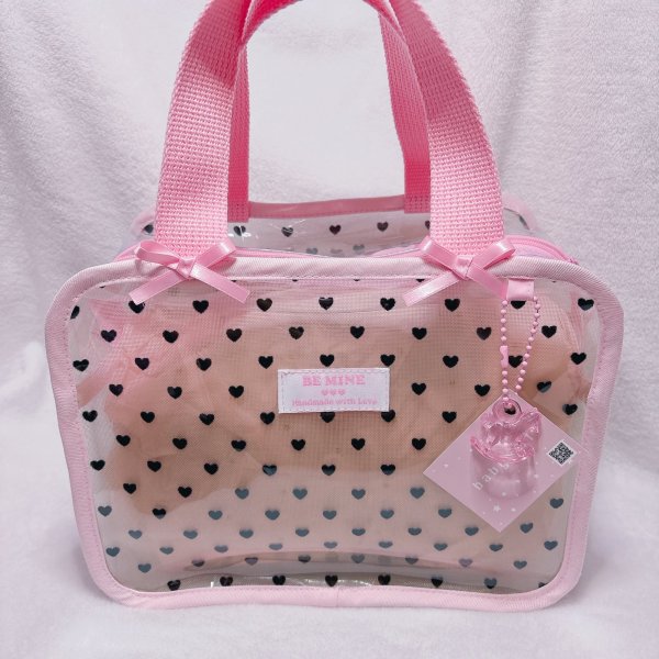 画像1: PVCスクエアーbag ハート　ショルダー付き