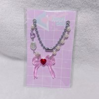 ヒロインリボンネックレス　ピンク