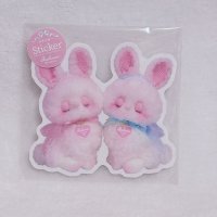 クリアステッカー　ふたごの白うさぎ