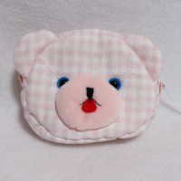 くまさんお顔ポーチ(いちごみるく色）