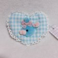 画像1: ハート型うさぎさんポーチ (ギンガム水色×ソーダ） (1)