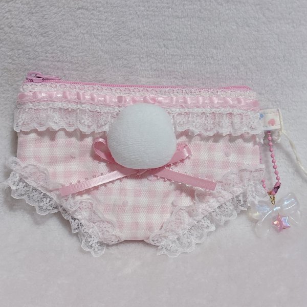 画像1: おパンツポーチ（いちごみるく色)