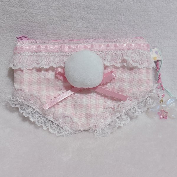 画像1: おパンツポーチ（いちごみるく色)