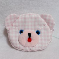 くまさんお顔ポーチ(いちごみるく色）