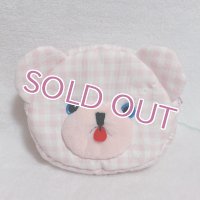 くまさんお顔ポーチ(いちごみるく色）
