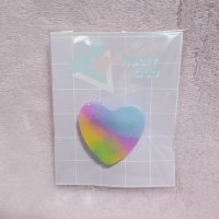 レインボーグラデ　ブローチ　ハート