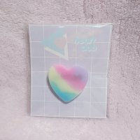 レインボーグラデ　ブローチ　ハート