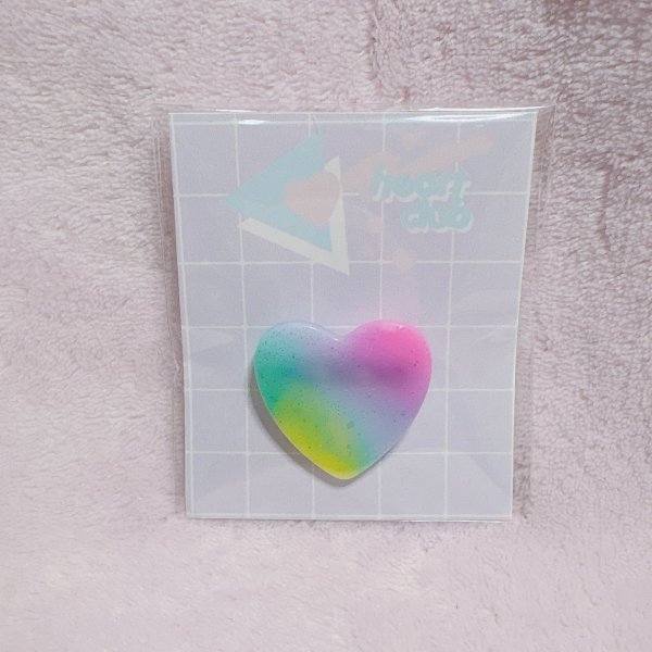 画像1: レインボーグラデ　ブローチ　ハート