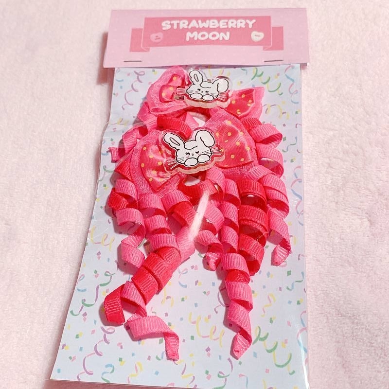 フラバニコラボ クルクルリボン ゴム ピンク Fluffy Bunny フラバニコラボ クルクルリボン ゴム ピンク Fluffy Bunny