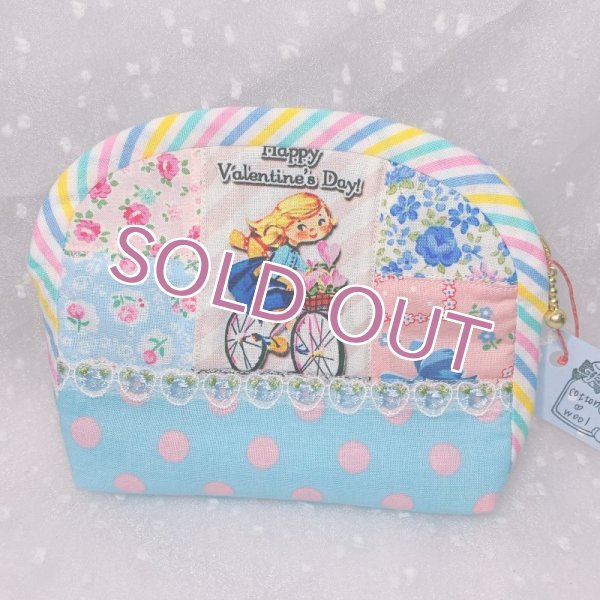 画像1: ヴィンテージポーチ　パステルブルー (1)