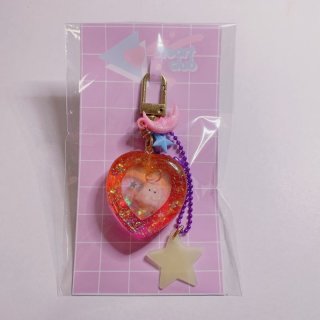 クリアハートキーホルダー おばけうさぎ - fluffy bunny