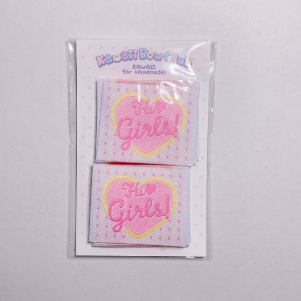 画像1: 刺繍タグHi Girls!（ピンク） (1)