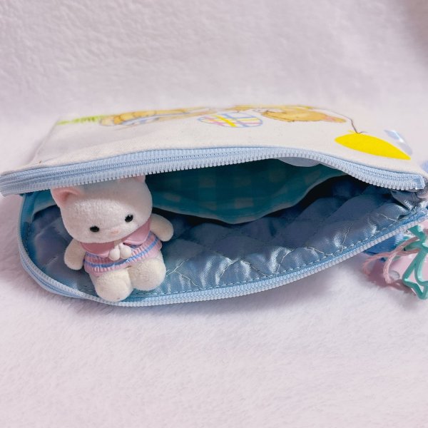 画像3: ポケットティッシュケース付きL字大　クマブルー (3)