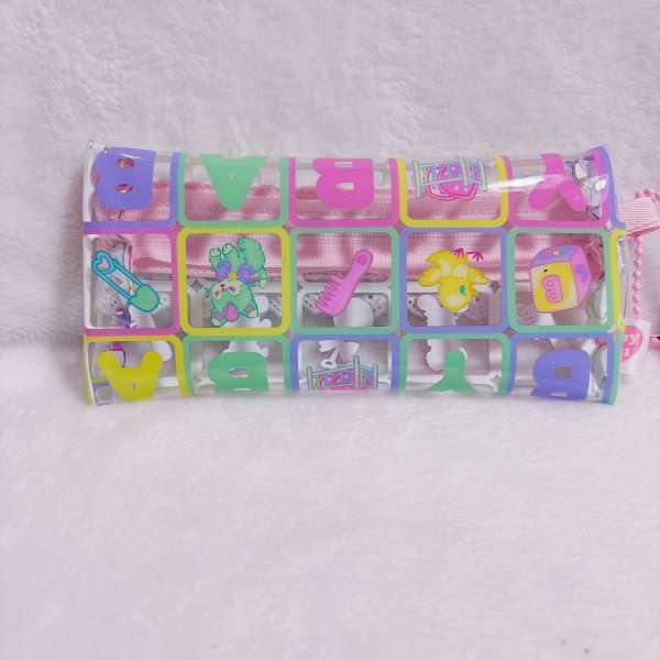 画像2: PVCペンポーチ　ブロック柄 (2)