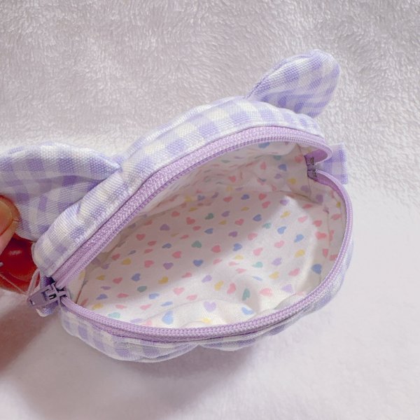 画像3: くまさんお顔ポーチ(ゆめみるラベンダー色) (3)