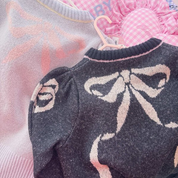 画像2: パフスリーブニット（ブラック） (2)