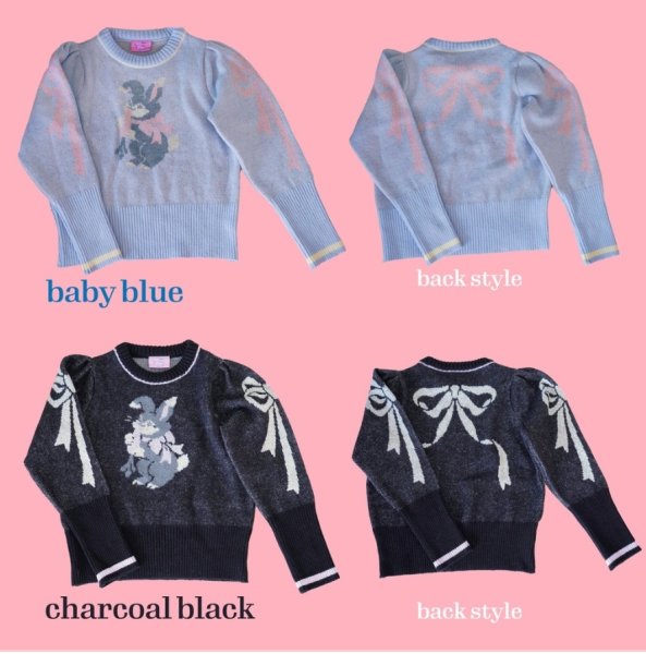 画像3: パフスリーブニット（ブラック） (3)