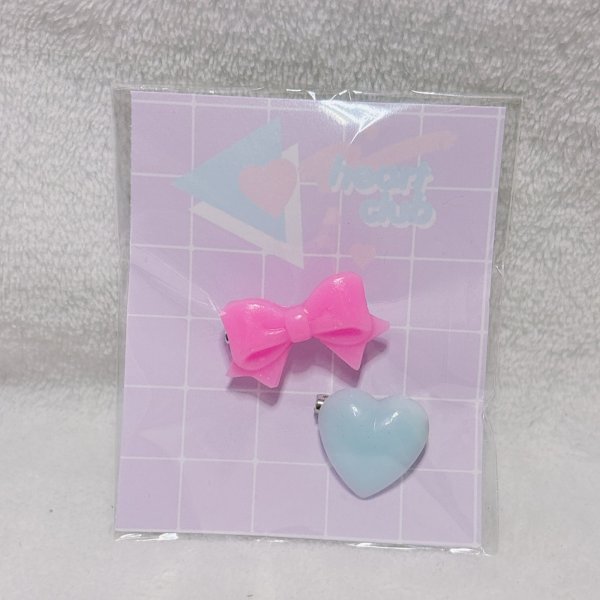 画像1: リボンとハートのブローチセット　2 (1)