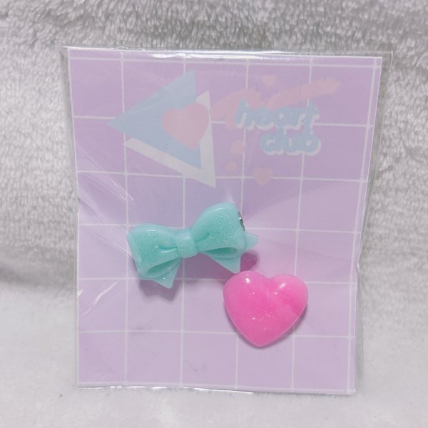 画像1: リボンとハートのブローチセット　3 (1)