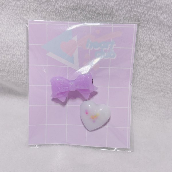 画像1: リボンとハートのブローチセット　4 (1)