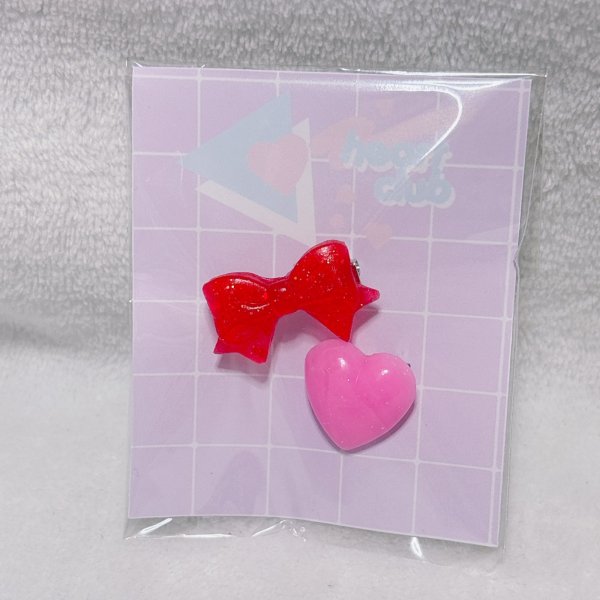 画像1: リボンとハートのブローチセット　1 (1)