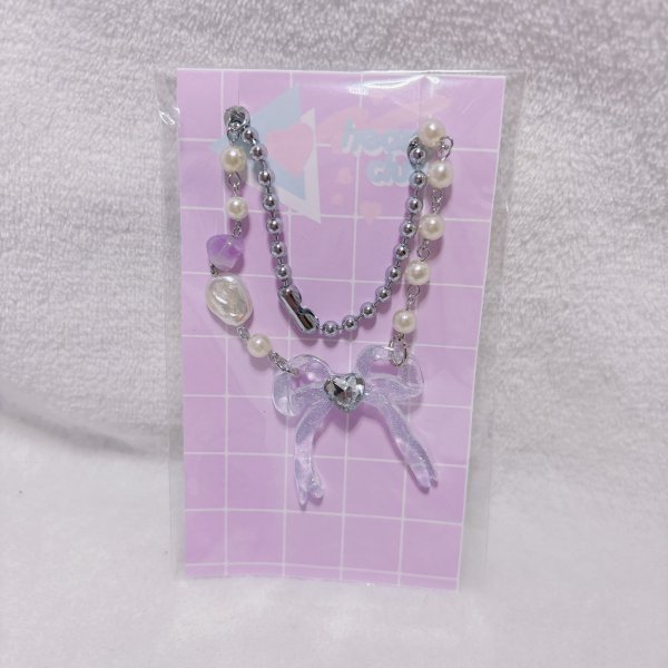 画像1: ヒロインリボンネックレス　水色 (1)