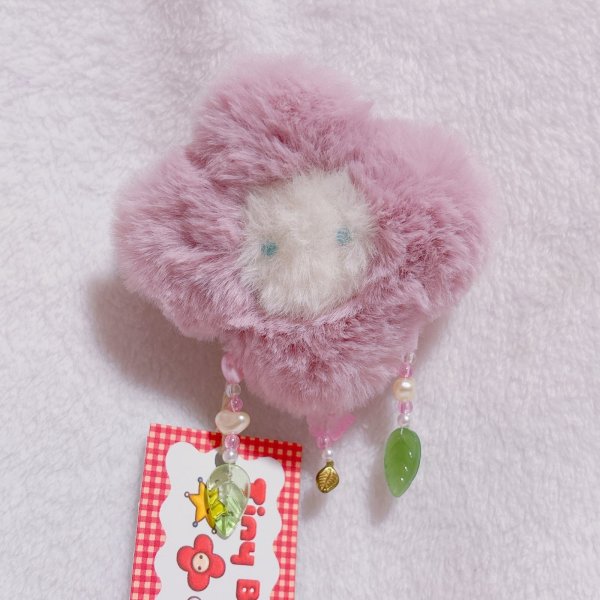 画像1: ぬいぐるみブローチ(お花・ピンク) (1)