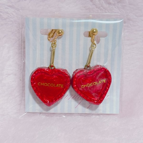 画像1: ハートアルミチョコ　イヤリング (1)
