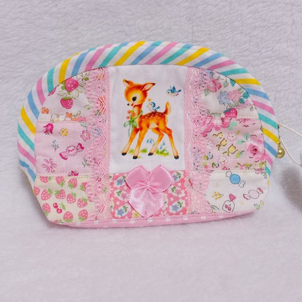 画像1: ピンクレトロアニマルポーチ (1)
