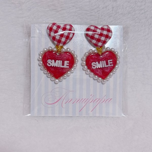 画像1: 赤ハート　イヤリング (1)