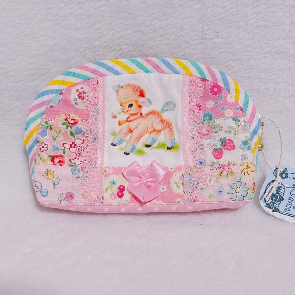 画像1: ピンクレトロアニマルポーチ (1)