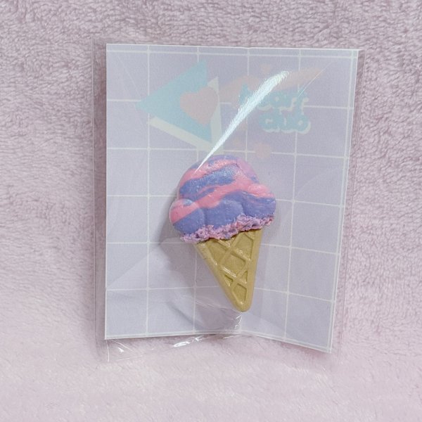 画像1: アイスクリーム　ブローチ小　コットンキャンディ (1)