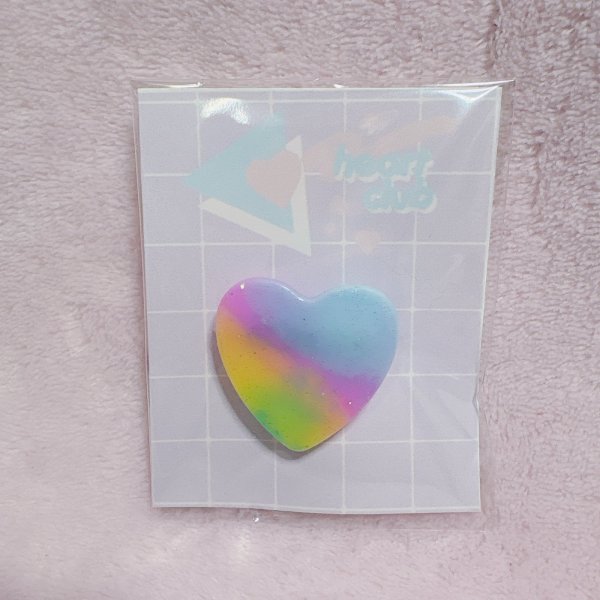 画像1: レインボーグラデ　ブローチ　ハート (1)