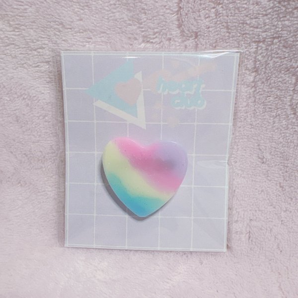画像1: レインボーグラデ　ブローチ　ハート (1)